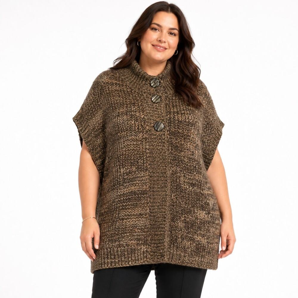 Lane Bryant Cable Knit Sweater Vest Brown Marl Knit 3X Plus Size 22/24